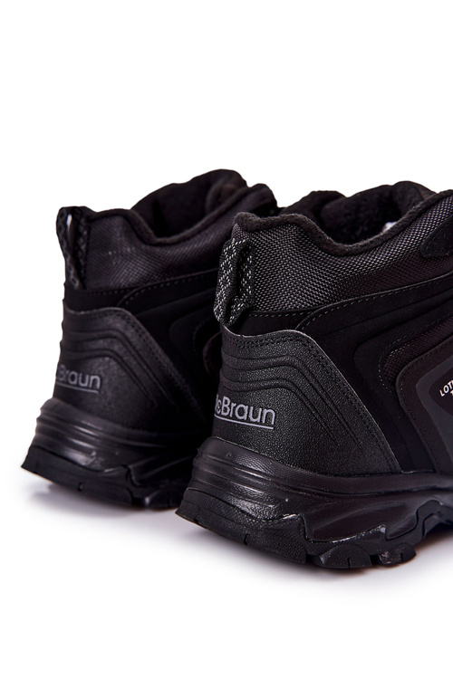 Ocieplane Męskie Buty Sportowe Wiązane Czarne Belfort