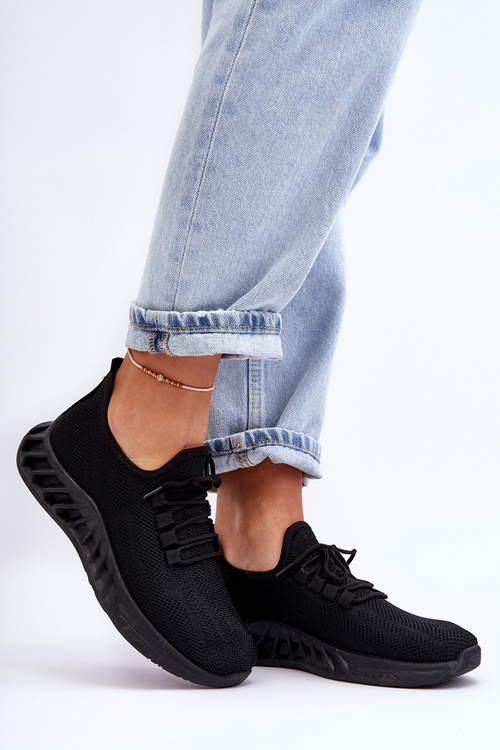 Damskie Wsuwane Materiałowe Sneakersy Czarne Venett