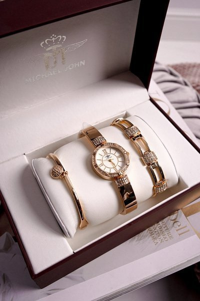 Zestaw Damski Zegarek i Dwie Bransoletki Michael John Złoty