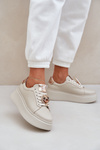 Damskie Skórzane Sneakersy CheBello 4411 Jasnobeżowe
