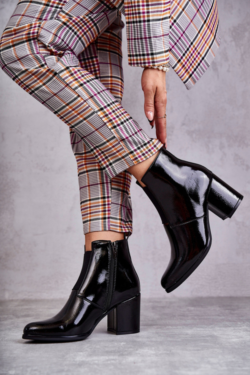 Klasyczne Lakierowane Botki La.Fi 260035B-LA Czarne