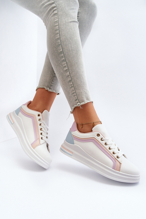 Sneakesy Damskie Z Brokatem Różowe Elnami