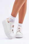 Sneakersy Damskie Z Przypinkami Białe Bralinea