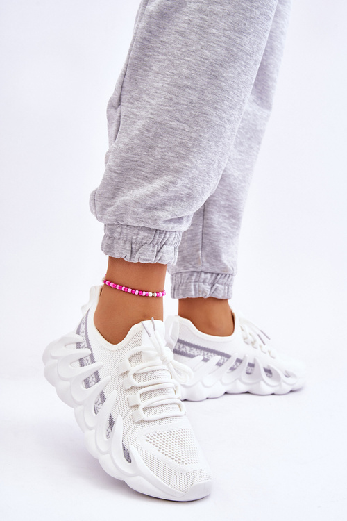 Damskie Modne Skarpetkowe Sneakersy Białe Daxo