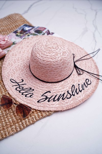 Słomiany Kapelusz BRUNO ROSSI Hello Sunshine Różowy