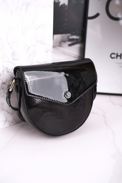Torebka Listonoszka MONNARI BAG5710-M20 Czarna Lakierowana
