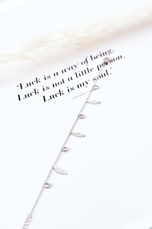 Bransoletka Z Piórkami Oraz Cyrkoniami Srebrna