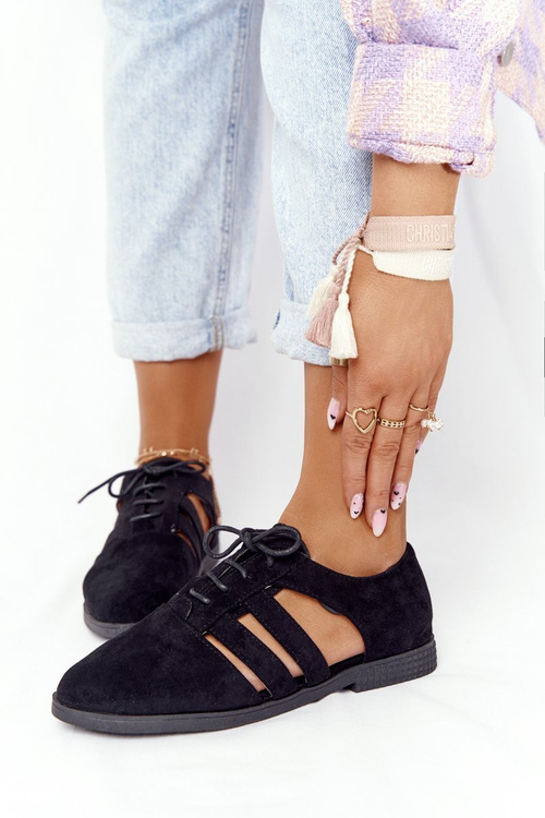 Damskie Półbuty Z Wycięciami Czarne Lu Boo