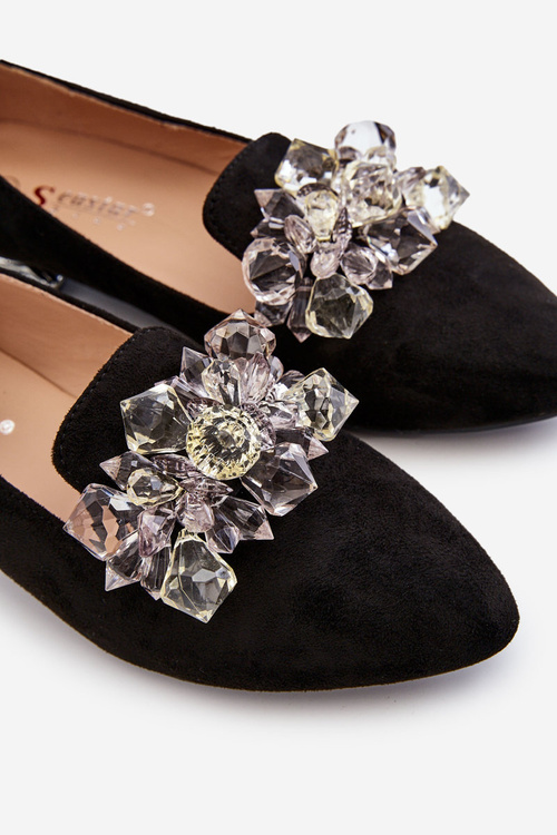 Damskie Mokasyny Z Ozdobami Na Płaskim Obcasie Czarne Sloane