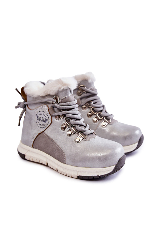 Dziecięce Ocieplane Botki Na Suwak Big Star KK374178 Srebrne