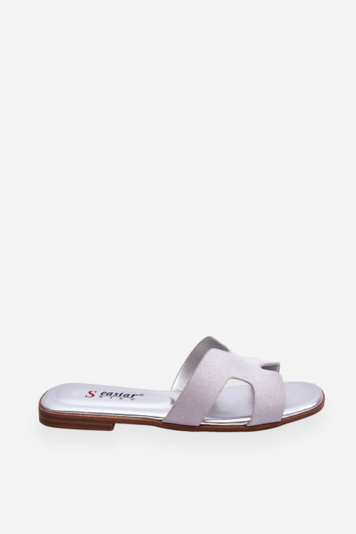 Damskie Klasyczne Zamszowe Klapki Szare Evana