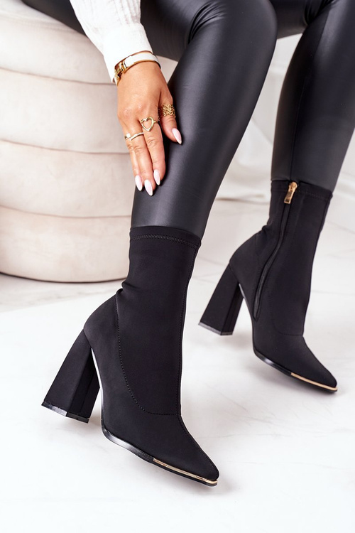 Botki Na Słupku Z Elastycznej Tkaniny Czarne Effect Wow