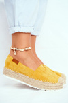 Espadryle Damskie Na Platformie Lniane Żółte La Playa