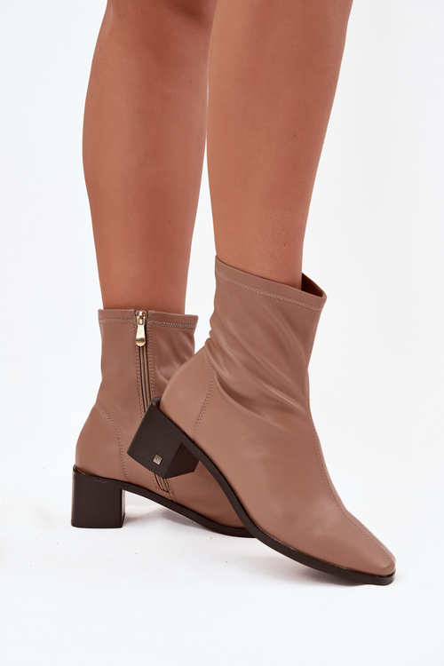 Damskie Botki Na Obcasie Vinceza 23-10791 Beżowe