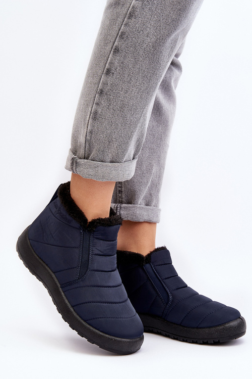 Ocieplane Niskie Damskie Śniegowce Granatowe Enmore