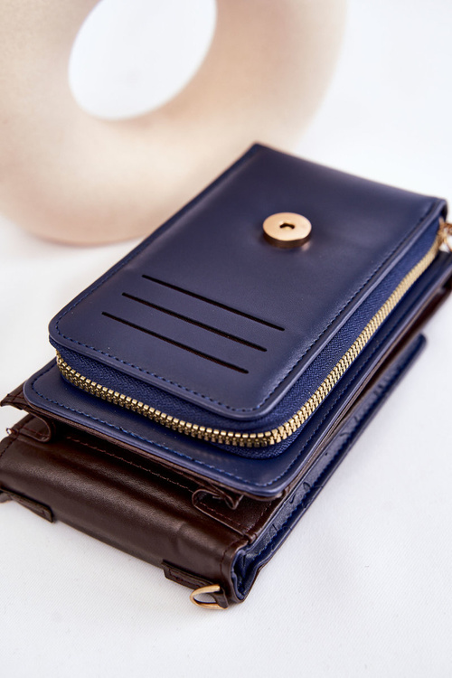 Modna Torebka Portfel 2w1 Z Tłoczeniem Granatowa Savano