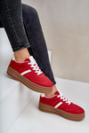 Sneakersy Damskie Na Platformie Czerwone Dravinnia
