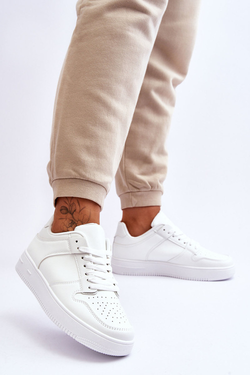 Klasyczne Sportowe Buty Na Platformie Białe Larena