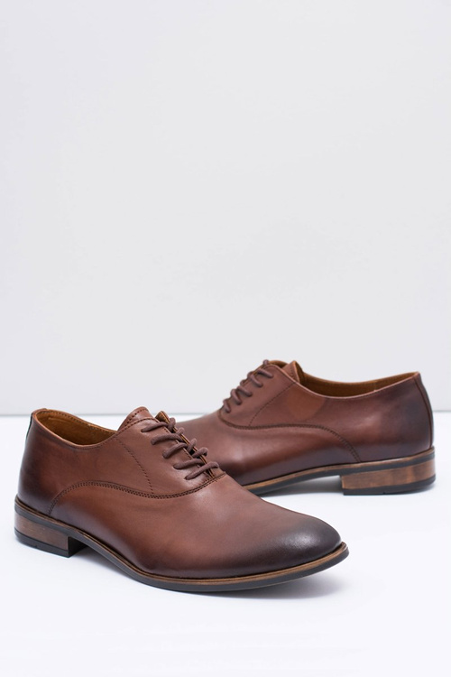 Półbuty Męskie Bednarek Skórzane Wizytowe Brązowe Clark