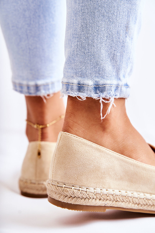 Klasyczne Wsuwane Damskie Espadryle Beżowe Oresa