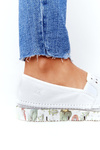 Ażurowe Skórzane Tenisówki Półbuty Slip-On Maciejka Białe 03512B-11