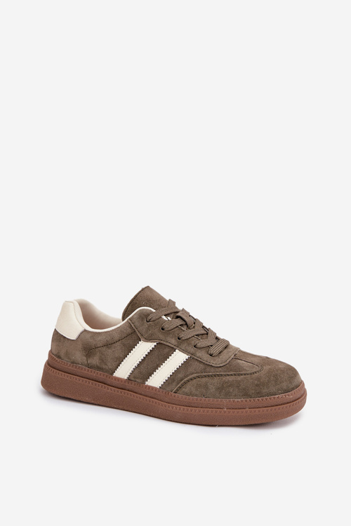 Sneakersy Damskie Zamszowe Na Platformie Ciemnozielone Sylviona