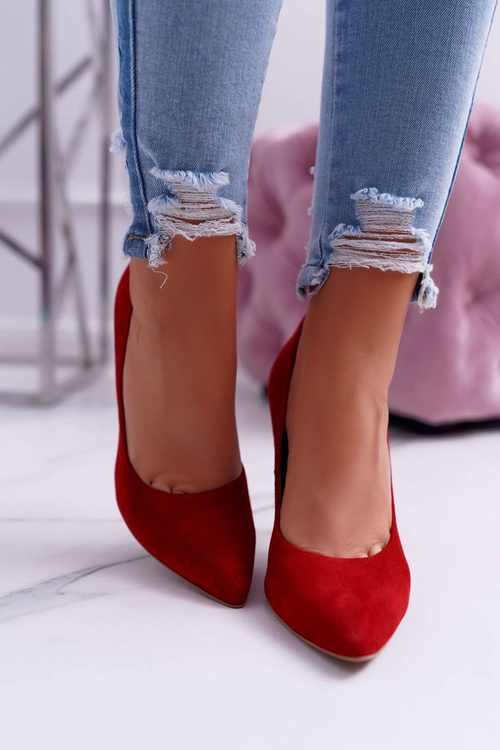 Szpilki Damskie Laura Messi 1727 Skóra Zamszowa Czerwone Valentine