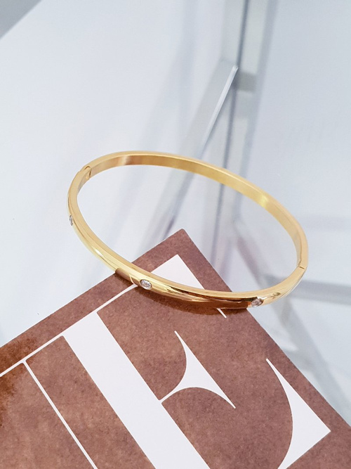 Damska Bransoleta Stalowa Z Cyrkoniami Złota Ursa