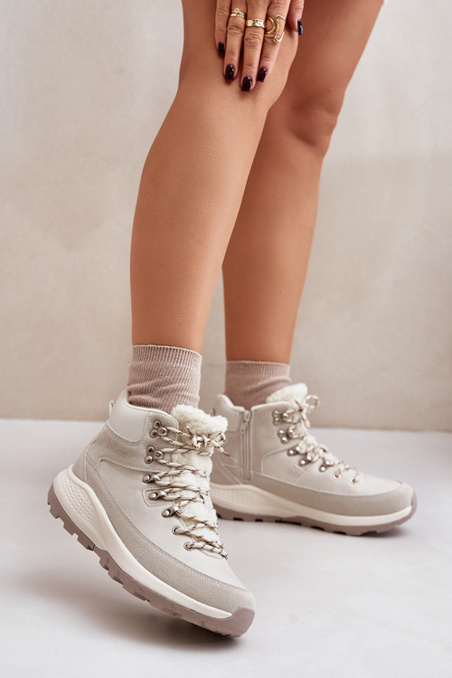 Damskie Lekkie Trapery Na Zamek Lee Cooper LCJ-24-03-3071 Jasnobeżowe