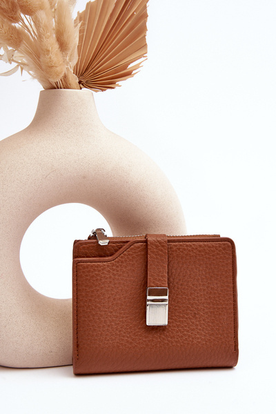 Damski Portfel Portmonetka Z Ekoskóry Brązowy Lazara