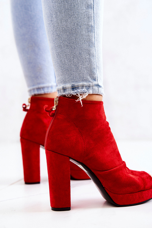 Botki Na Słupku Odkryte Palce Czerwone Adore