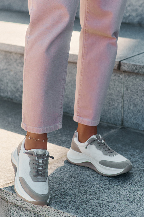 Zamszowe Sneakersy Damskie Na Platformie Big Star RR274A344 HI-POLY SYSTEM Beżowe