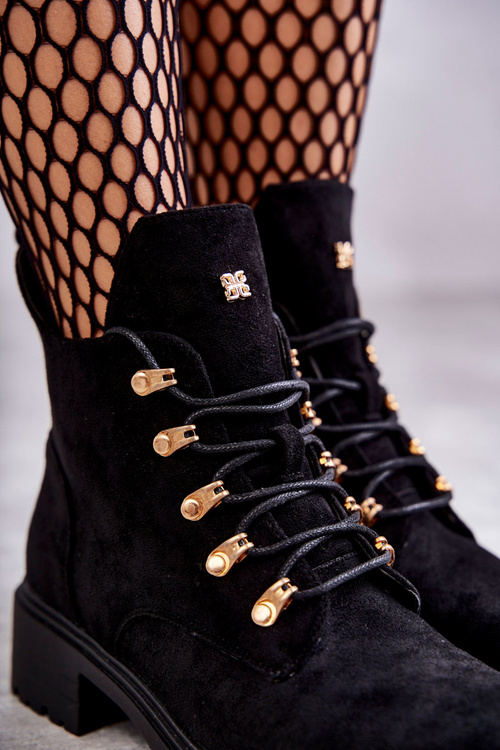 Klasyczne Damskie Zamszowe Botki Czarne Telma