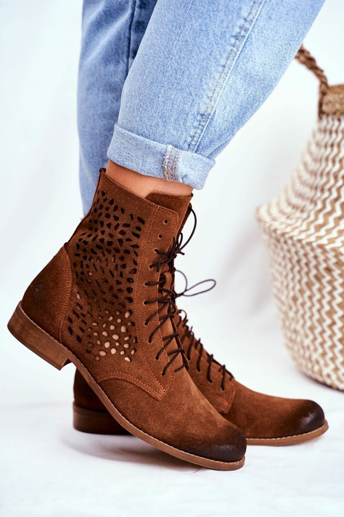 Botki Damskie Skórzane Camel Meridan