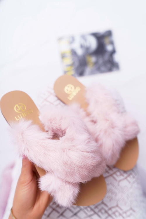 Damskie Klapki Z Futerkiem Lu Boo Różowe