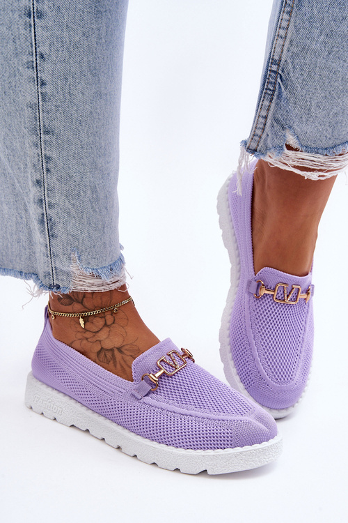 Damskie Wsuwane Tenisówki Slip-On Z Ozdobą Fioletowe Alena