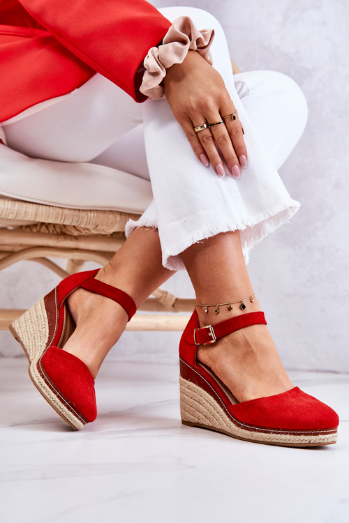 Damskie Espadryle Na Koturnie Czerwone Tamarill