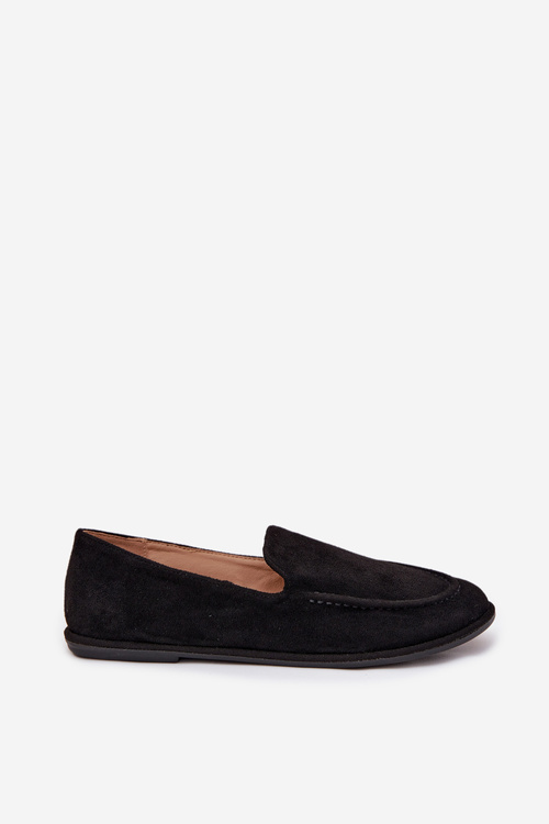 Mokasyny Damskie Z Eko Zamszu Płaskie Czarne Miryelle