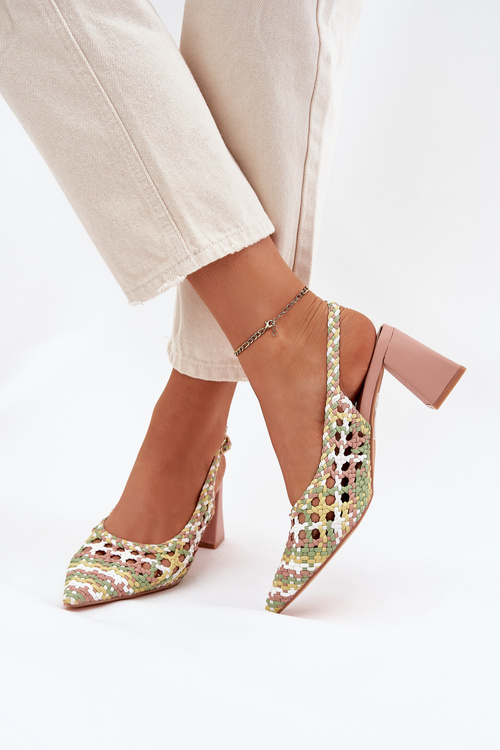 Sandały Z Plecionką Na Słupku Różowe Ebina