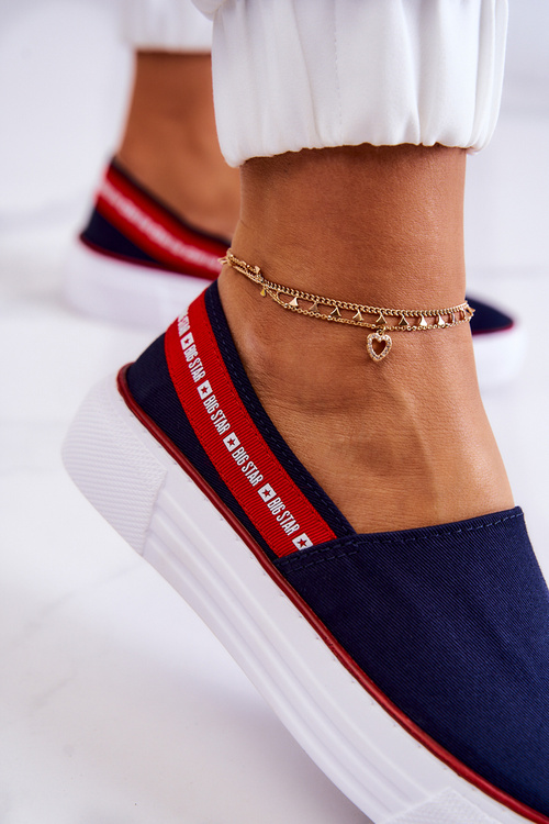 Damskie Tenisówki Slip On Big Star JJ276009 Granatowo-Czerwone