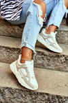 Damskie Sportowe Buty Sneakersy Big Star GG274657 Biało-Beżowe