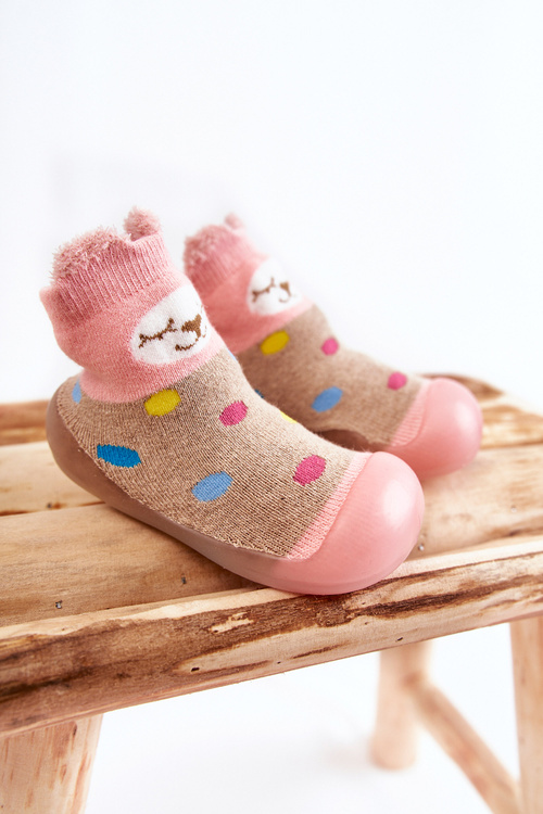 Dziecięce Papcie Niechodki Befado 002P019 Beżowo-Różowe