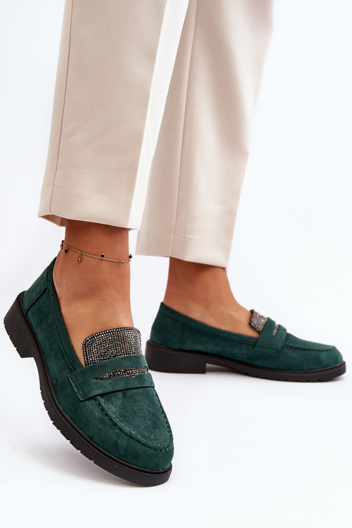 Damskie Zdobione Mokasyny Ciemnozielone Dananei