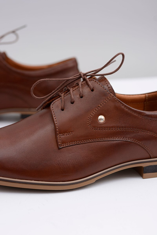 Brązowe Eleganckie Skórzane Półbuty Refugio