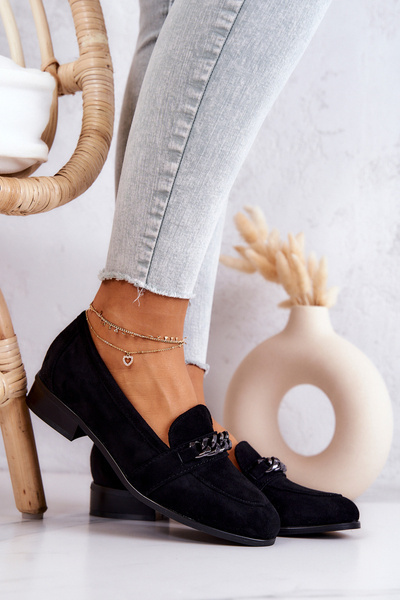 Zamszowe Półbuty Mokasyny Czarne Yasmin