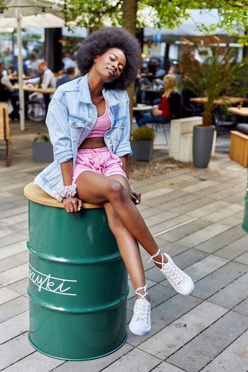 Damskie Logowane Trampki Biało-Różowe Day Off