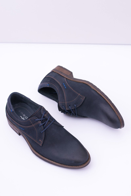 Eleganckie Męskie Skórzane Półbuty Granatowe Santiago