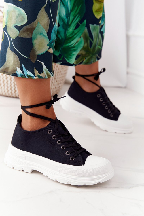 Damskie Trampki Na Platformie Czarne Travel Time