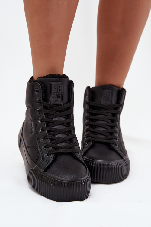 Ocieplane Trampki Damskie Na Platformie Big Star OO274796 Czarne