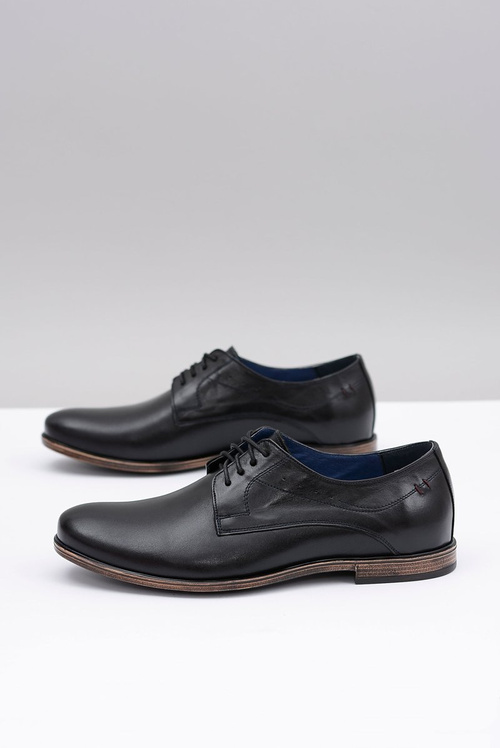 Nikopol Czarne Skórzane Męskie Półbuty James